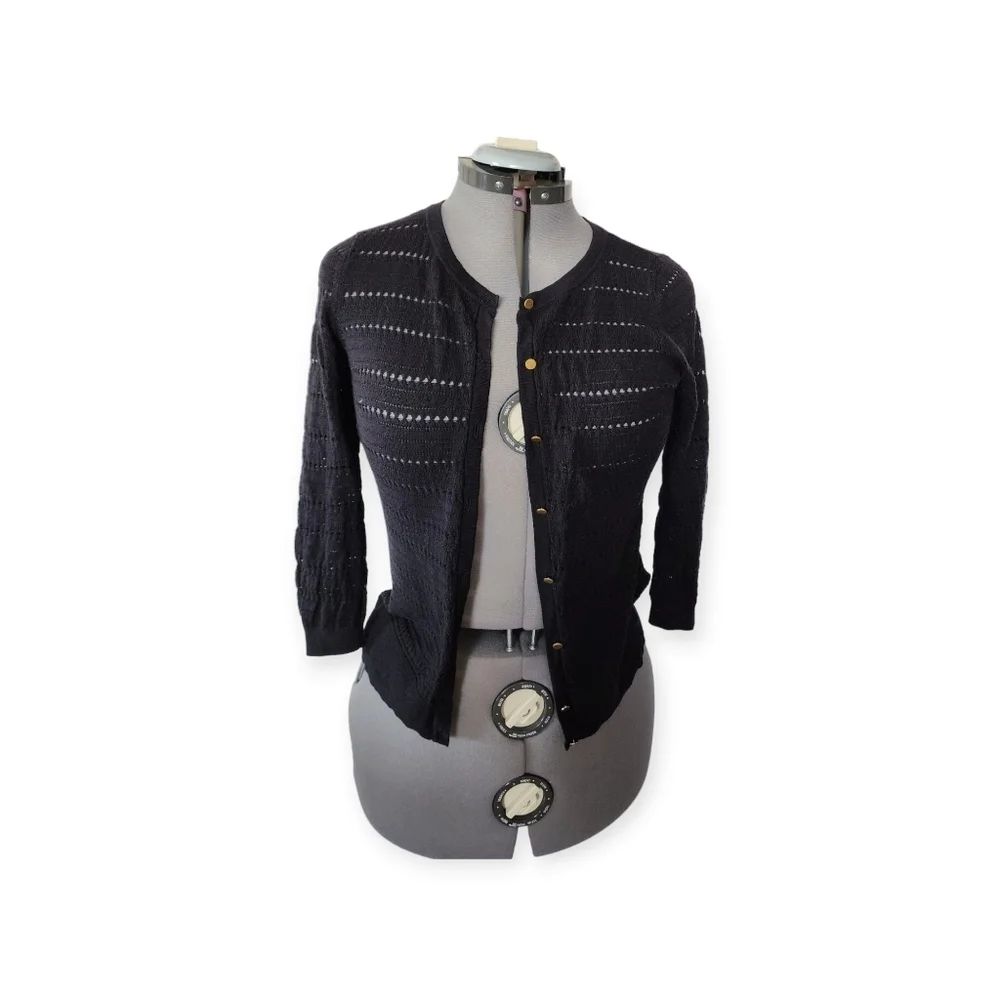 H&M cardigan jumper size 10 black lightweight - Picture 2 of 7